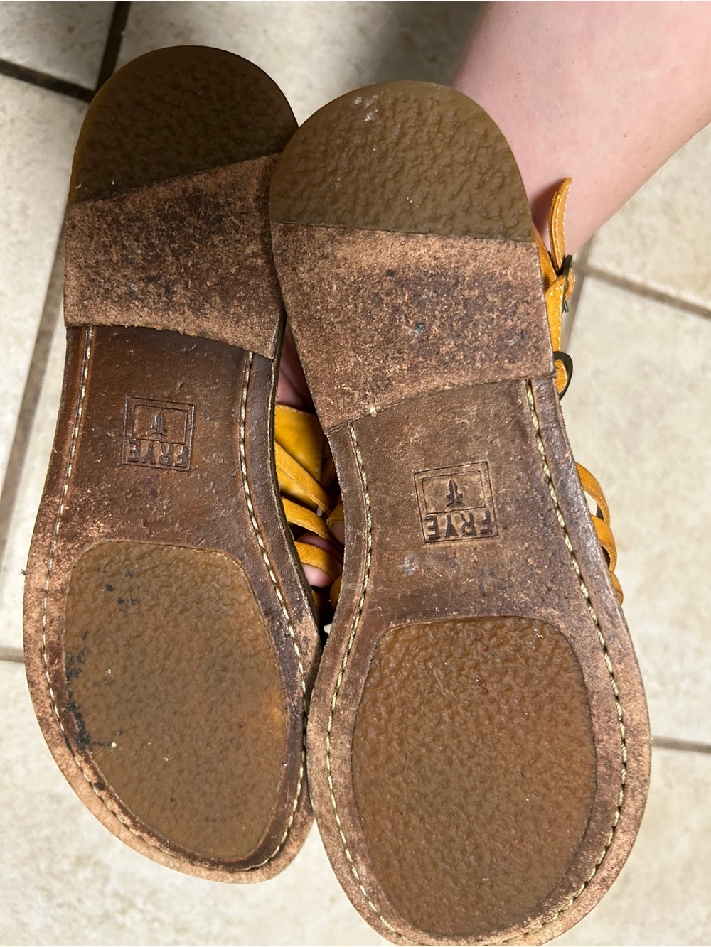 Frye Tan Leather Woven Fisherman Sandals - Picture 5 of 5